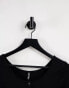 Pieces cotton button front long sleeve t-shirt in black - BLACK