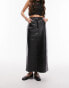 Topshop leather look midi skirt in black snake print