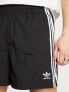 adidas Originals adicolor polyester 3 stripe shorter shorts in black