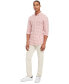 Фото #4 товара Men's Slim-Fit Gingham Check Button-Down Linen Shirt