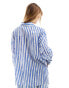 Mango stripe oversized co-ord shirt in white and blue Белый, M - EU 38 - фото #3