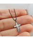 Фото #2 товара Polished Black IP-plated Cross Pendant on a Box Chain Necklace