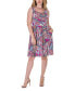 Print Sleeveless Pleated Knee Length Pocket Dress