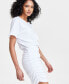 Фото #4 товара Women's Ruched-Skirt Short-Sleeve Mini Dress, Created for Macy's
