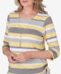 ფოტო #4 პროდუქტის Petite Charleston Striped Ruched Side Necklace Top