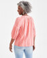 Фото #2 товара Women's Textured Smocked-Neck Top, Created for Macy's