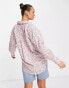 Neon Rose oversized dad shirt in pink ditsy floral