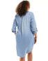 Фото #6 товара Vero Moda Curve denim shirt dress in light blue wash