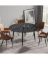 Фото #3 товара 59.05" Modern Man-Made Stone Round Black Metal Dining Table-Position For 6 People