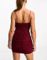 ASOS DESIGN draped cami mini mesh dress in burgundy