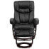 Фото #3 товара Contemporary Black Leather Recliner And Ottoman With Swiveling Mahogany Wood Base
