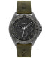 ფოტო #1 პროდუქტის Men's Fresh Green Genuine Leather Strap Watch, 44mm