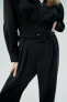 Crepe jumpsuit with belt