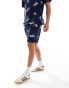 Polo Ralph Lauren all over retro sport logo terry sweat shorts in navy CO-ORD Синий, L - W35-38 - фото #2