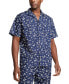 ფოტო #1 პროდუქტის Men's Cotton Notched-Collar Pajama Shirt