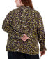Plus Size Printed Button-Front Long-Sleeve Shirt, Created for Macy's