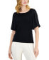 Фото #1 товара Women's Mixed-Media Bubble-Sleeve Boat-Neck Sweater