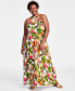 ფოტო #1 პროდუქტის Plus Size Linen-Blend Halter Maxi Dress, Created for Macy's