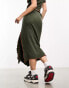 Фото #2 товара COLLUSION exposed seam wrap midi skirt in khaki