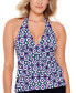 Фото #1 товара Swim Solutions 285755 Jewels Tiered Halter Tankini Top, Swimsuit, Size 14