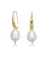 ფოტო #1 პროდუქტის Classy Sterling Silver with 14K Gold Plating and Genuine Freshwater Pearl Dangling Earrings