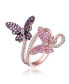 Фото #1 товара RA 18K Rose Gold and Black Plated Multi Colored Cubic Zirconia Modern Butterfly Ring