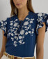 ფოტო #3 პროდუქტის Women's Embroidered Flutter-Sleeve Top