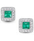 Фото #2 товара Emerald (3/8 ct. t.w.) & Diamond (1/8 ct. t.w.) Square Halo Stud Earrings in 14k White Gold