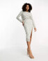 ASOS DESIGN long sleeve embellished sequin and pearl top co-ord in cream 34 - фото #8