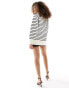 & Other Stories cotton knitted jumper with split hem in white and blue stripe