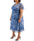 Фото #3 товара Plus Size Tiered Glitter A-Line Midi Dress