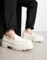 London Rebel X cleated sole chunky penny loafers in cream