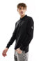 Фото #2 товара Calvin Klein Jeans waffle long sleeve badge logo polo shirt in black