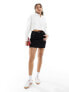 Stradivarius STR cropped oversized polo top in ecru