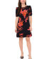 Petite Printed Caterpillar-Sleeve Flounce-Hem Dress