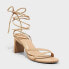 Women's Marcia Lace up Heels with Memory Foam Insole - A New Day Beige 6