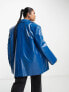 Фото #3 товара ASOS DESIGN Curve coated canvas grandad coat in blue