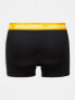 Jack & Jones 3 pack trunks in black with coloured waistbands