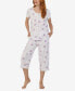 Women's Short Sleeve Top Capri Pants 2-Pc. Pajama Set