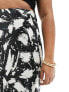 Yours bias cut midi skirt in abstract print