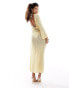 ASOS DESIGN knit angel sleeve maxi with low back detail buttermilk