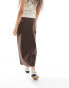 Vila Petite contrast stitch cargo skirt in brown