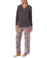 Henley Top & Print Pants Pajama Set