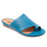 Softwalk Corsica S2002-462 Womens Blue Leather Slip On Slides Sandals Shoes