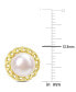 ფოტო #4 პროდუქტის Cultured Freshwater Pearl (8mm) Link Frame Stud Earrings in Gold-Tone Plated Sterling Silver