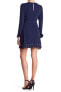 Lea & Viola 153750 Women's Fringed Wrap Dress Long Sleeve Navy Sz. Large