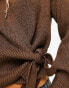 Object wrap front knitted cardigan in brown Коричневый, M - EU 38-40 - фото #3