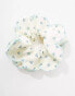 ASOS DESIGN scrunchie hair tie with frill scallop edge in ditsy floral