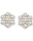 ფოტო #3 პროდუქტის Diamond Cluster Stud Earrings (1-1/2 ct. tw) in 14k Gold, Created for Macy's