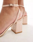 Truffle Collection wide fit block heel sandal in beige